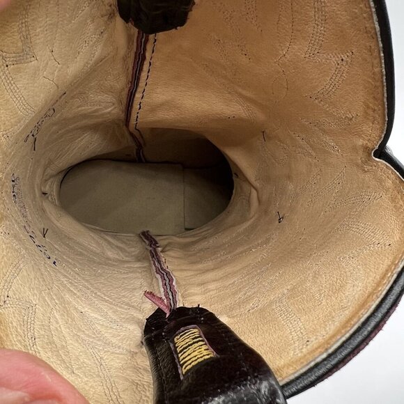 Dan Post Mens 9.5D Black Cherry Leather Cowboy Boots Western Stitching Rodeo - Picture 13 of 16